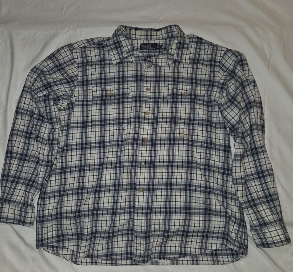 Polo Ralph Lauren Men's Size XXL Long Sleeve Flannel Pockets Plaid Shirt